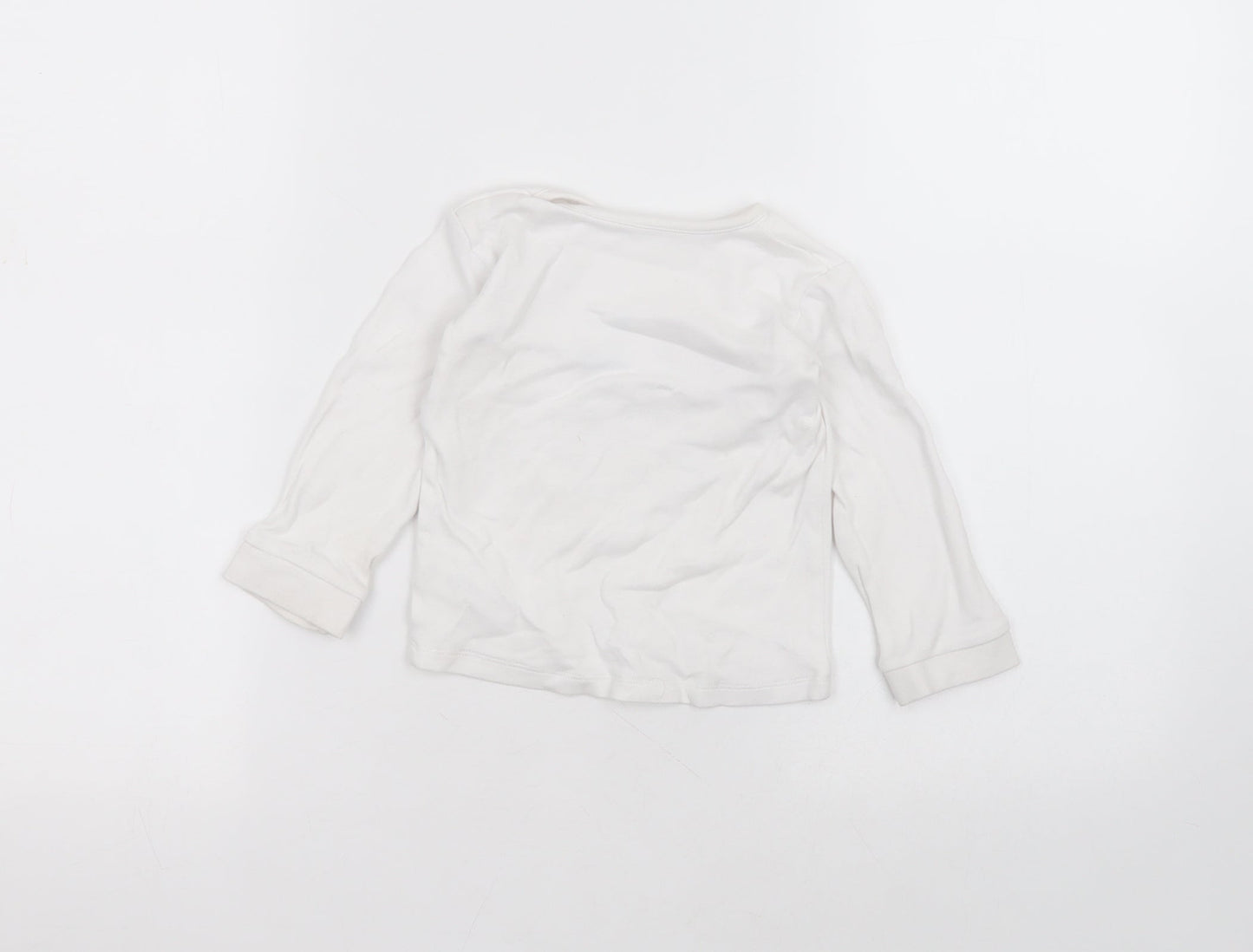 George Baby White  Cotton Basic T-Shirt Size 12-18 Months Round Neck  - disney