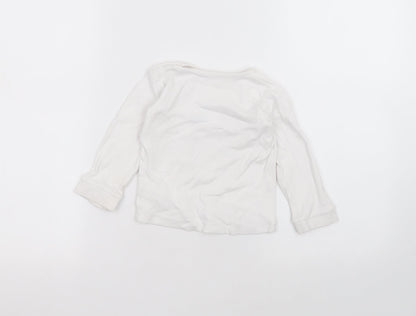 George Baby White  Cotton Basic T-Shirt Size 12-18 Months Round Neck  - disney
