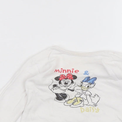 George Baby White  Cotton Basic T-Shirt Size 12-18 Months Round Neck  - disney