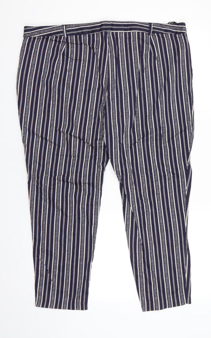 Atmoshphere Womens Blue Striped Cotton Cropped Trousers Size 20 L24 in Regular