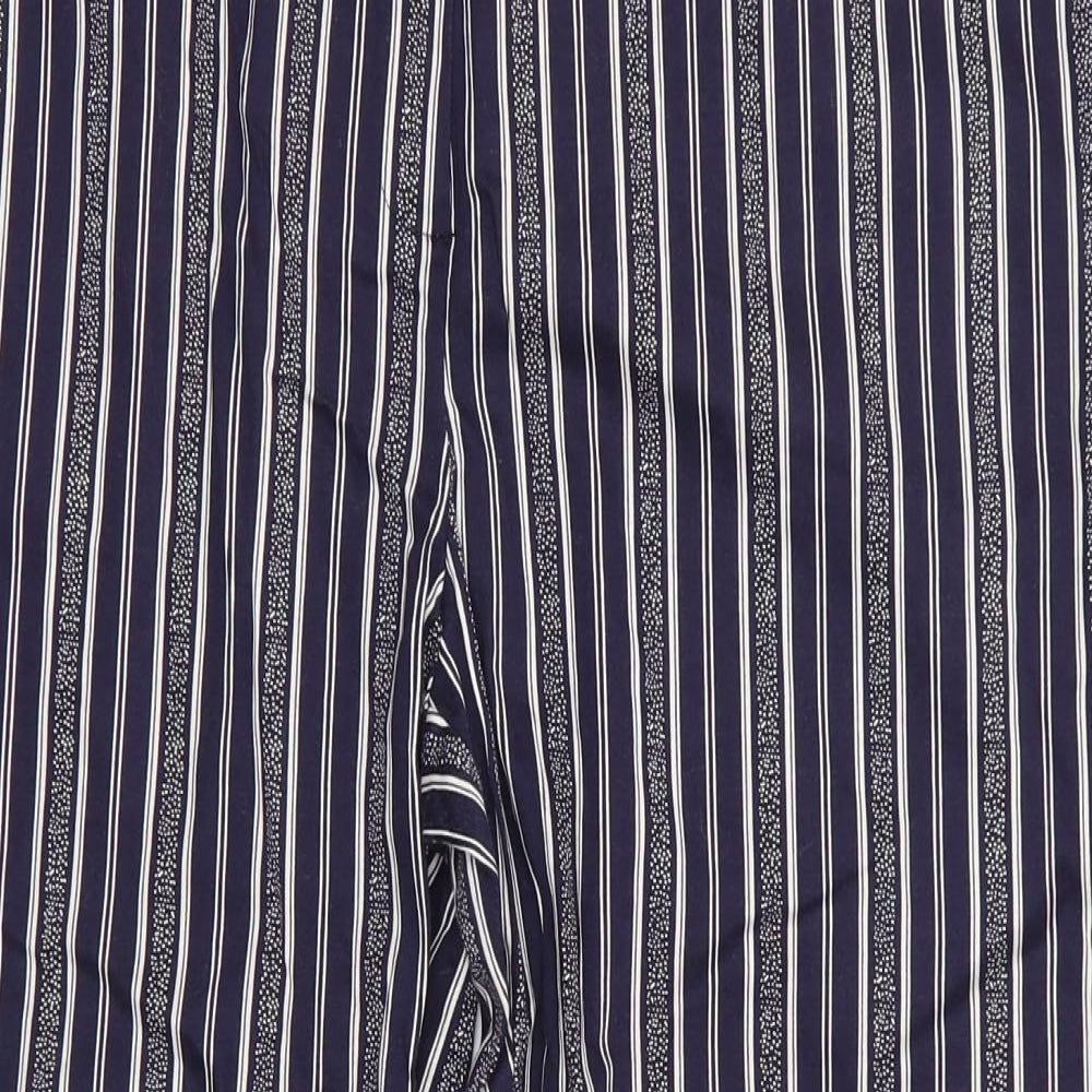 Atmoshphere Womens Blue Striped Cotton Cropped Trousers Size 20 L24 in Regular