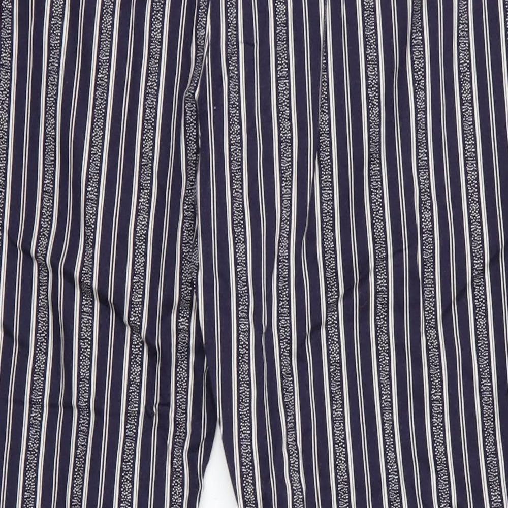 Atmoshphere Womens Blue Striped Cotton Cropped Trousers Size 20 L24 in Regular