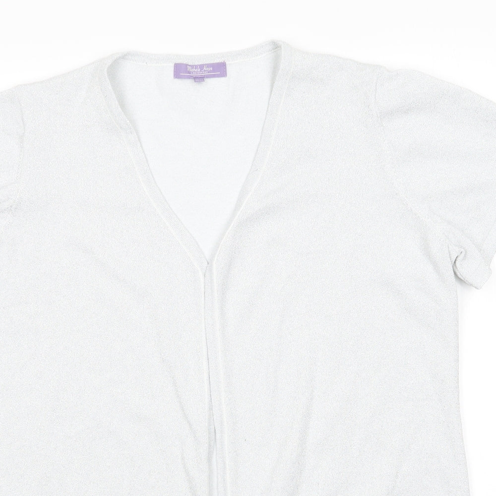 Michelle Hope Womens Blue V-Neck  Viscose Cardigan Jumper Size 10   - All over shimmer Very Pale Blue