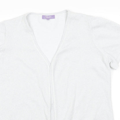 Michelle Hope Womens Blue V-Neck  Viscose Cardigan Jumper Size 10   - All over shimmer Very Pale Blue