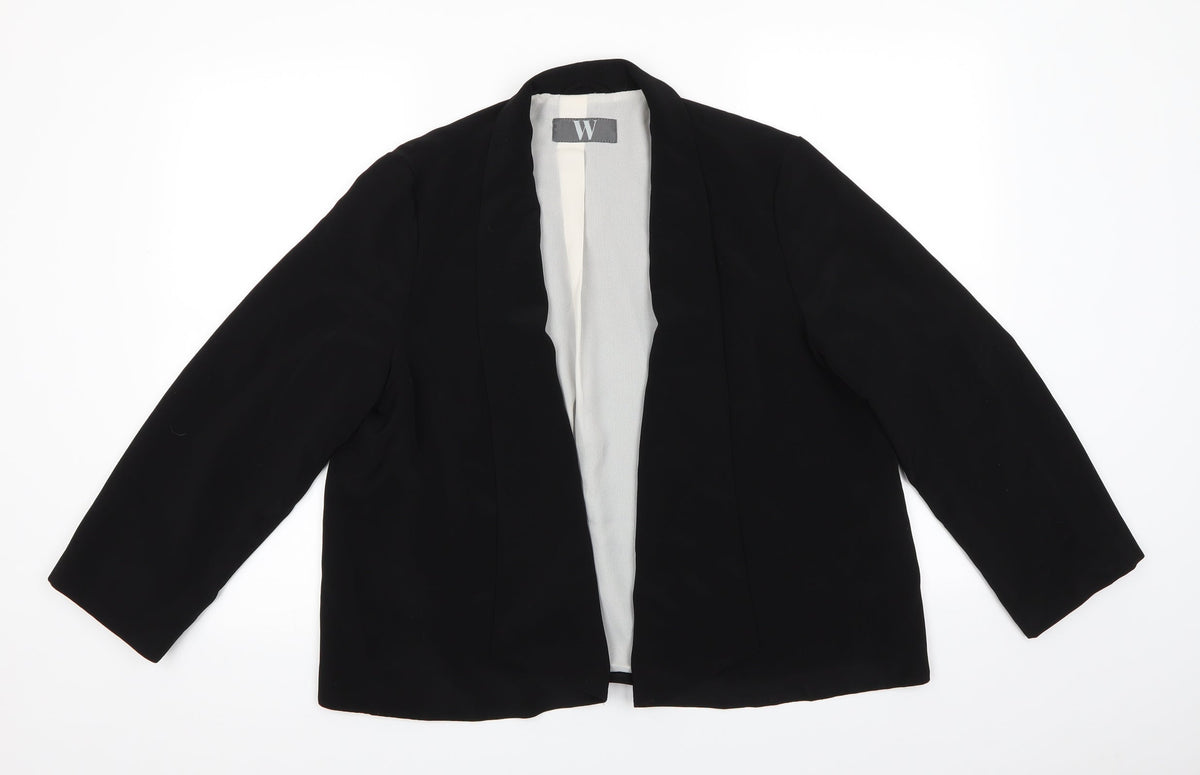 Additional front view of W by BHS women’s black jacket, size UK 16, - subtle waterfall effect