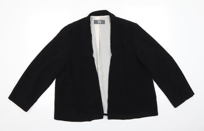 Additional front view of W by BHS women’s black jacket, size UK 16, - subtle waterfall effect