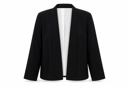 Front view of W by BHS women’s black jacket, size UK 16, - subtle waterfall effect