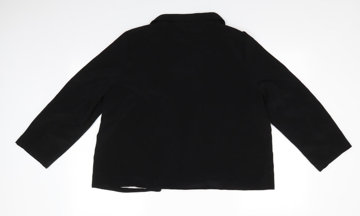 Back view of W by BHS women’s black jacket, size UK 16, - subtle waterfall effect