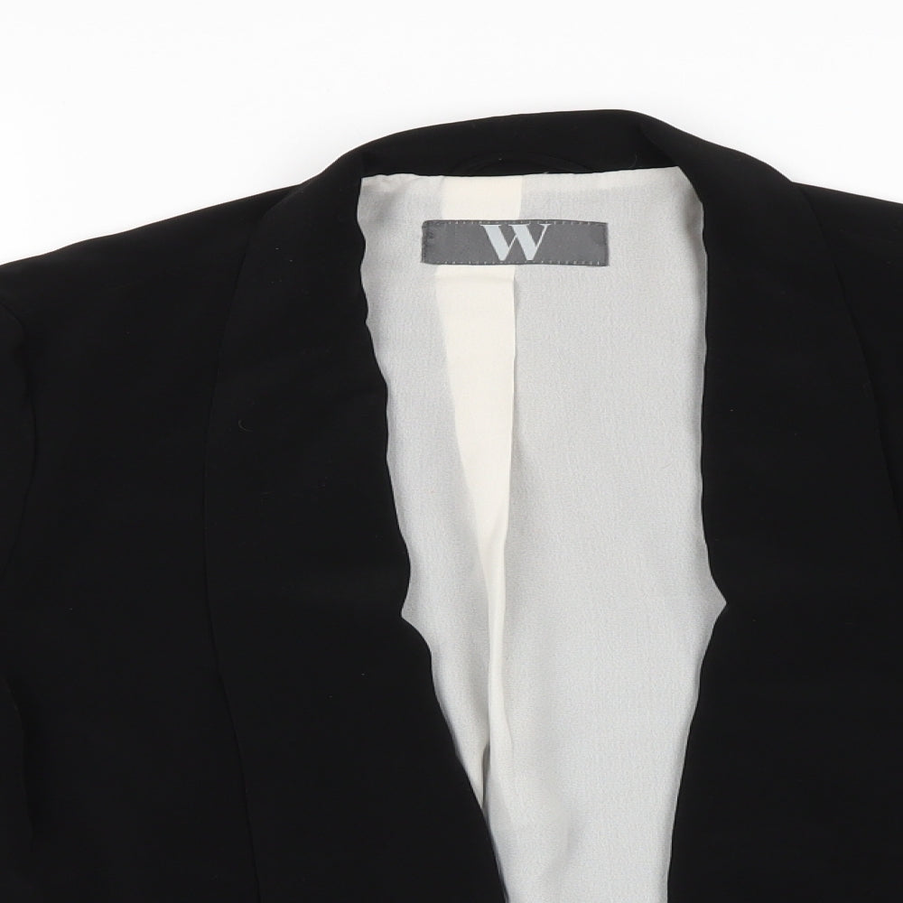 Close-up detail of W by BHS women’s black jacket, size UK 16, - subtle waterfall effect