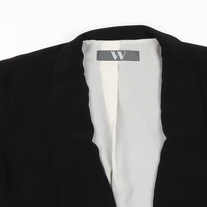 Close-up detail of W by BHS women’s black jacket, size UK 16, - subtle waterfall effect
