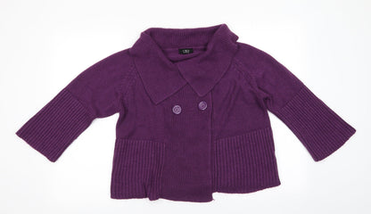CMD Womenswear Womens Purple Collared  Acrylic Cardigan Jumper Size S   - Large Collar