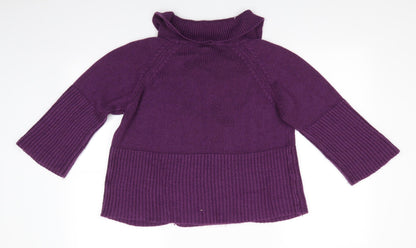 CMD Womenswear Womens Purple Collared  Acrylic Cardigan Jumper Size S   - Large Collar