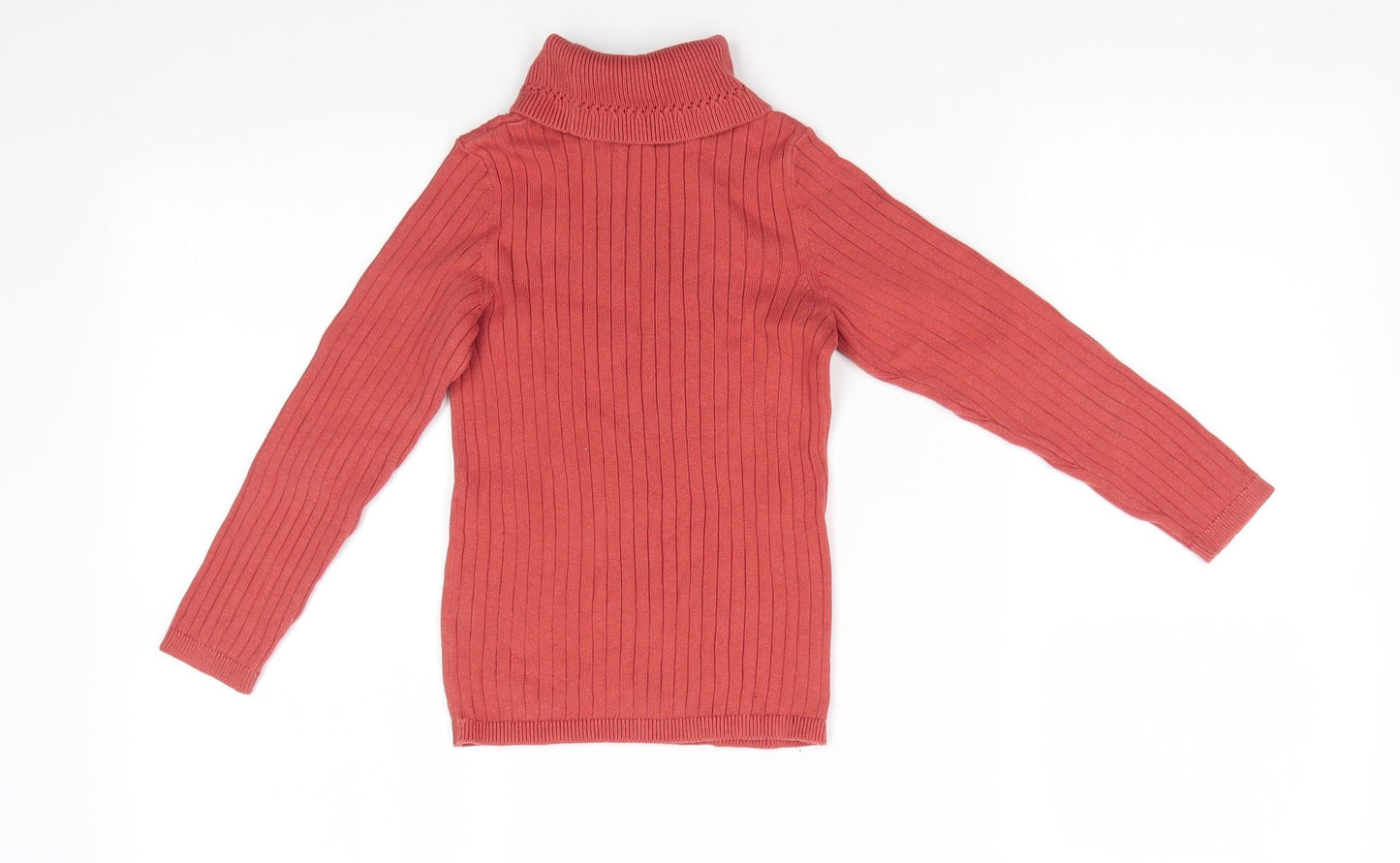 George Girls Orange Roll Neck  Cotton Pullover Jumper Size 7-8 Years   - Rust Coloured