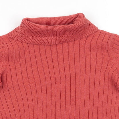 George Girls Orange Roll Neck  Cotton Pullover Jumper Size 7-8 Years   - Rust Coloured