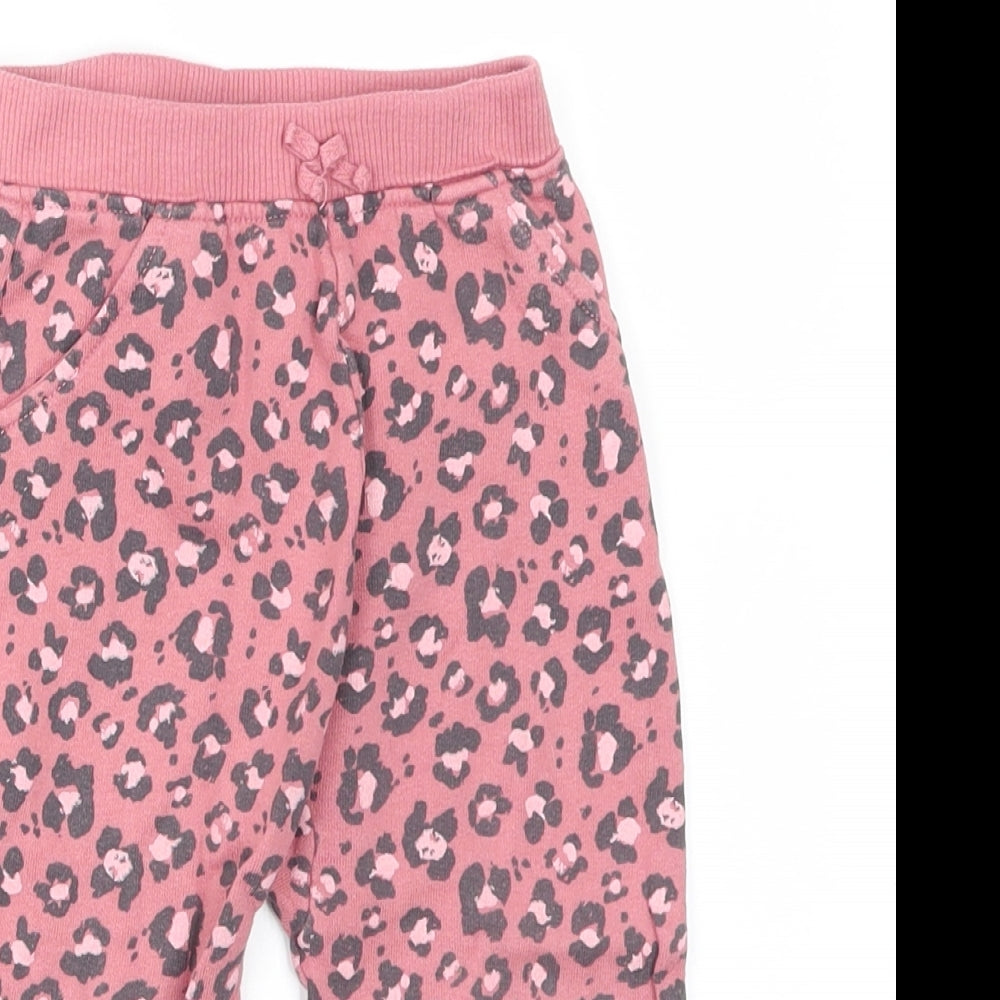 Disney at George Girls Pink Animal Print Cotton Jogger Trousers Size 12-18 Months