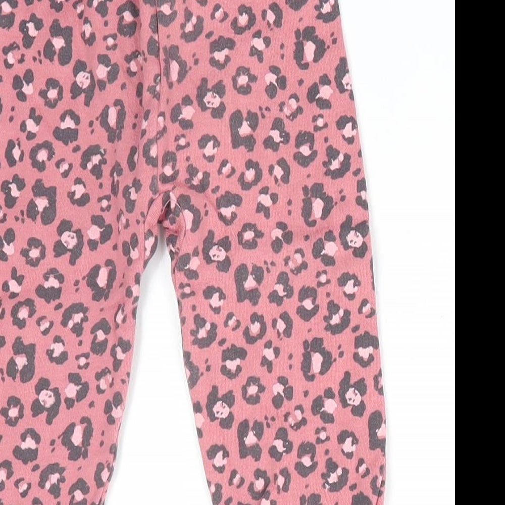 Disney at George Girls Pink Animal Print Cotton Jogger Trousers Size 12-18 Months