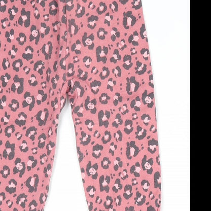 Disney at George Girls Pink Animal Print Cotton Jogger Trousers Size 12-18 Months
