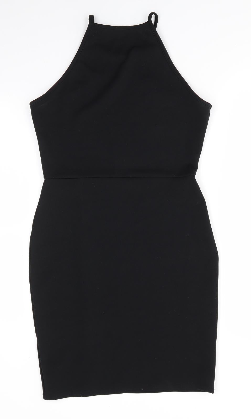Missguided Womens Black  Polyester Bodycon  Size 12  Square Neck