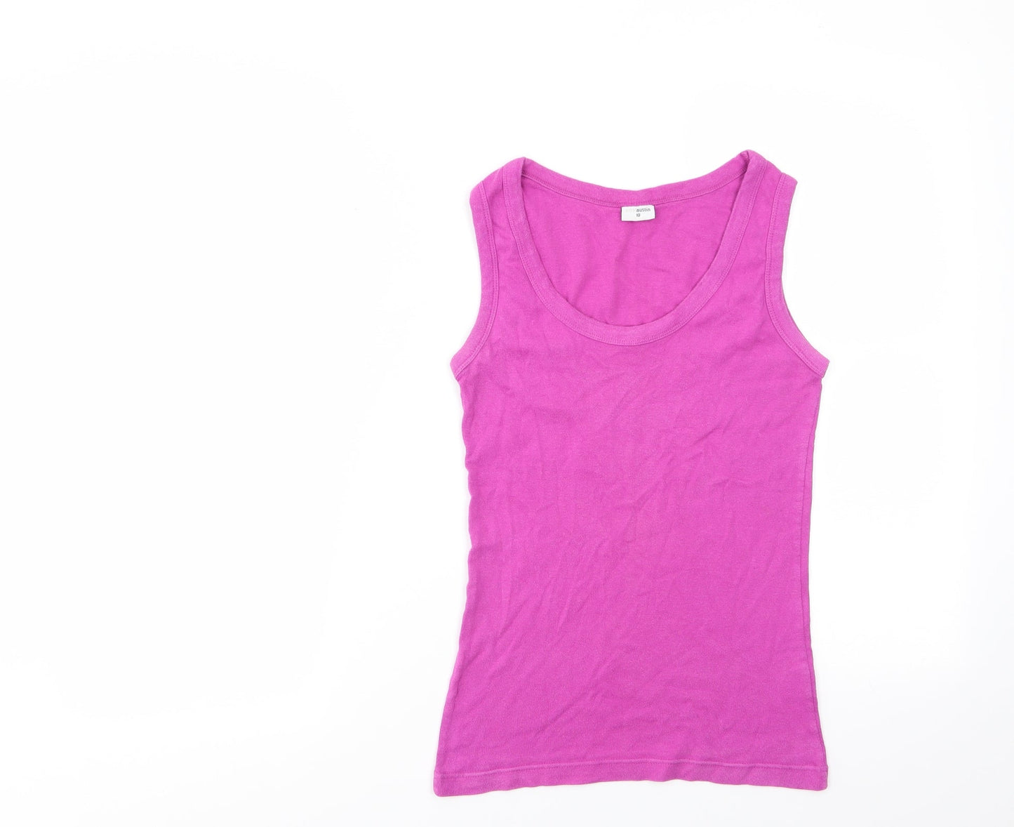 Ethel Austin Womens Purple  Cotton Basic Tank Size 10 Scoop Neck