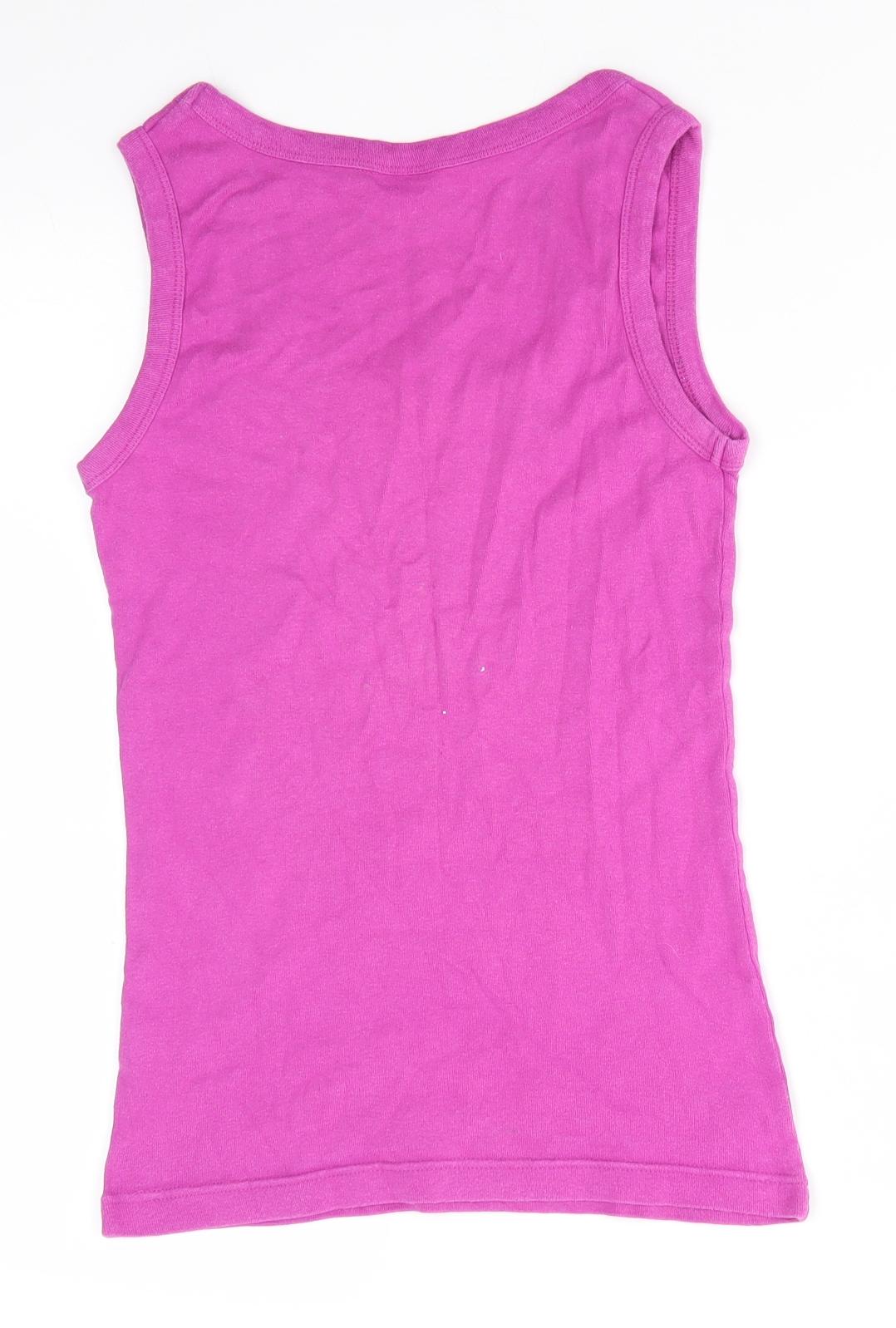 Ethel Austin Womens Purple  Cotton Basic Tank Size 10 Scoop Neck