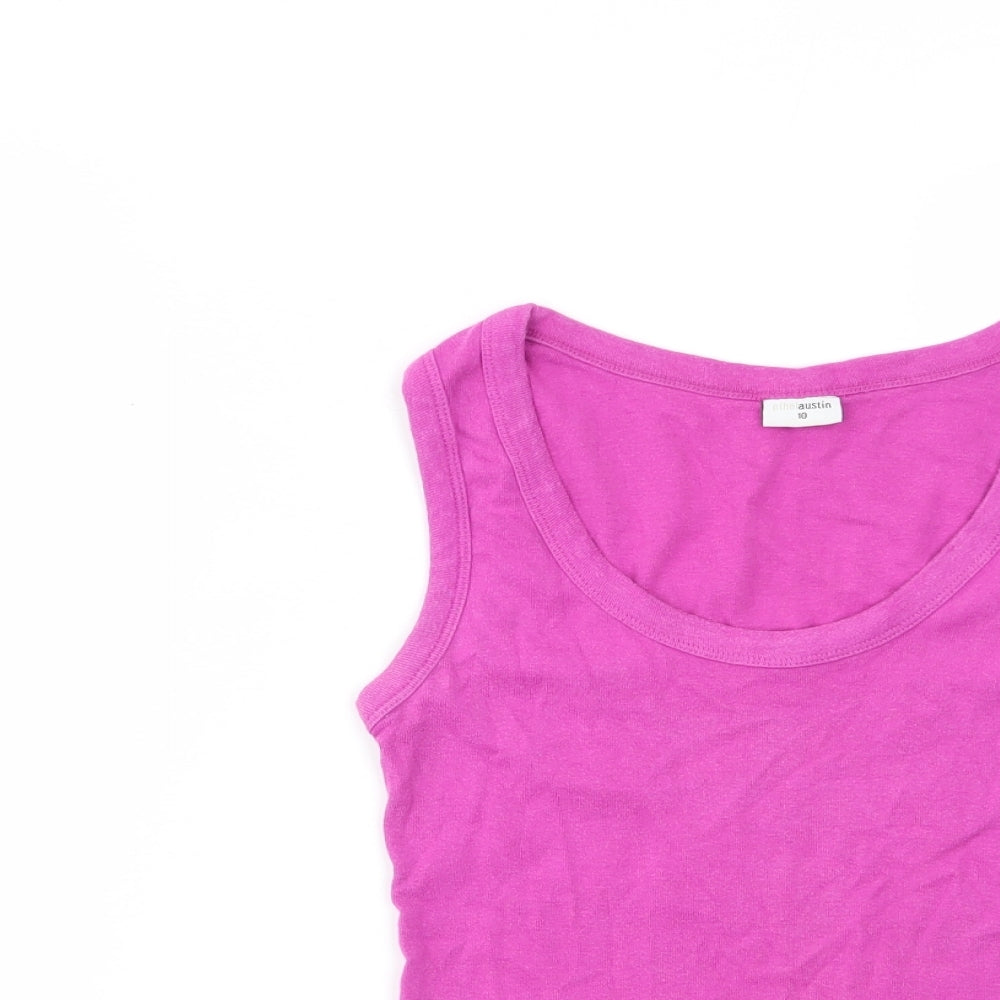 Ethel Austin Womens Purple  Cotton Basic Tank Size 10 Scoop Neck