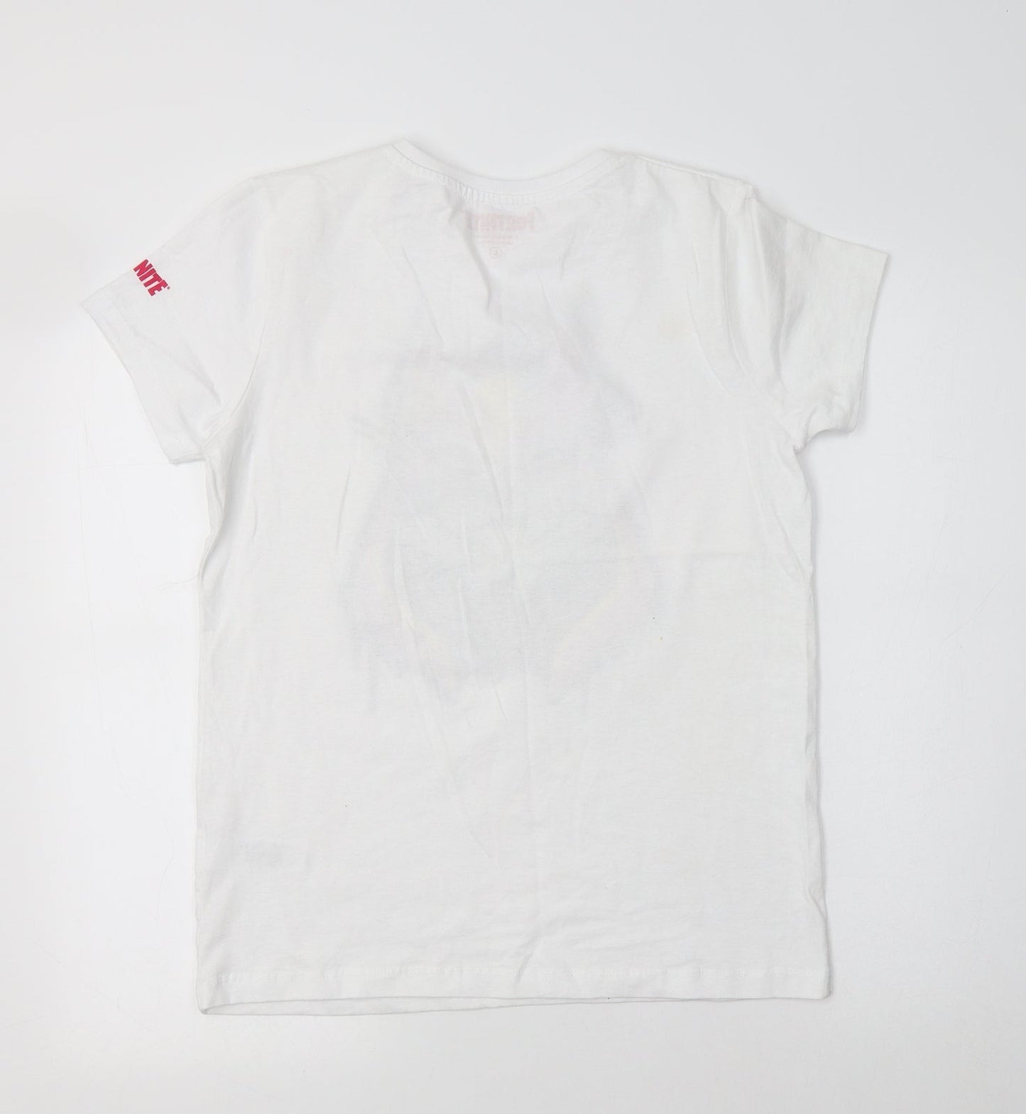 Primark Womens White  Cotton Basic Polo Size L Crew Neck - Fortnite