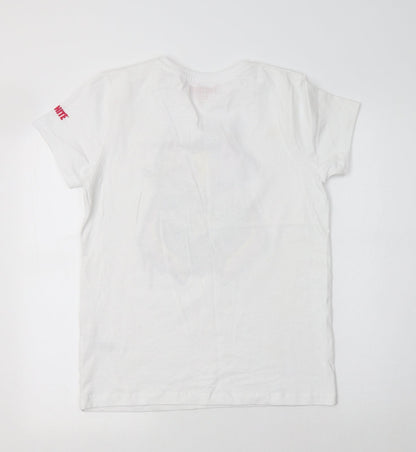 Primark Womens White  Cotton Basic Polo Size L Crew Neck - Fortnite