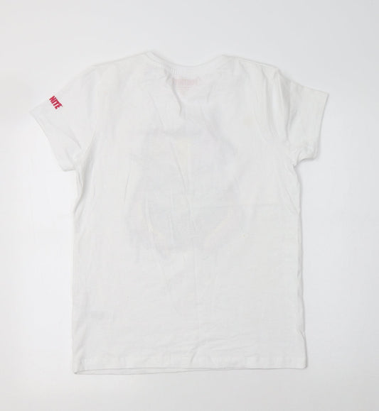 Primark Womens White  Cotton Basic Polo Size L Crew Neck - Fortnite