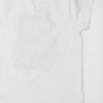 Primark Womens White  Cotton Basic Polo Size L Crew Neck - Fortnite