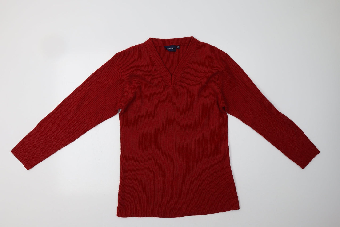 Fashion Extra Mens Red V-Neck  Acrylic Pullover Jumper