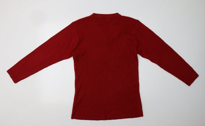 Fashion Extra Mens Red V-Neck  Acrylic Pullover Jumper