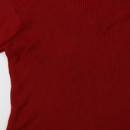 Fashion Extra Mens Red V-Neck  Acrylic Pullover Jumper