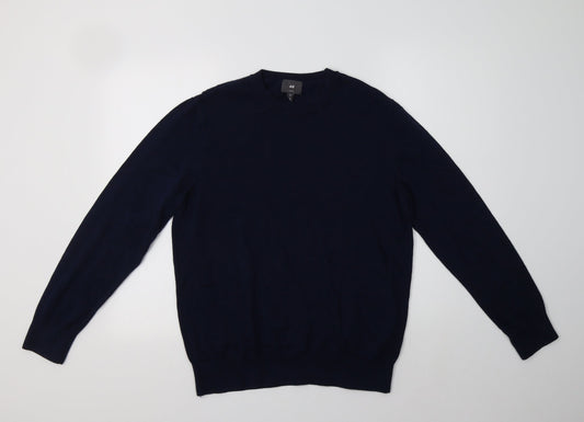 NEXT Mens Blue Crew Neck  Cotton Pullover Jumper Size L