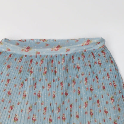 Eucalyptus Womens Blue Floral Polyester A-Line Skirt Size S