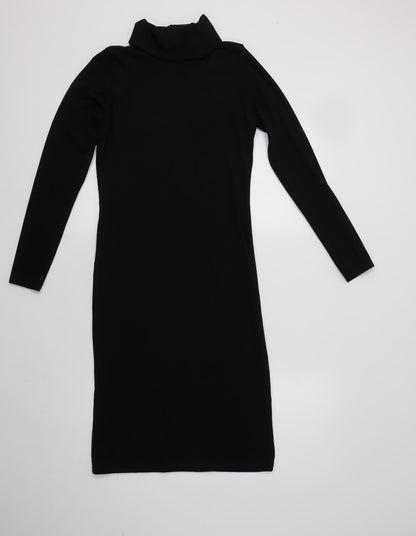 Preworn Womens Black  Polyester Bodycon  Size S  Roll Neck