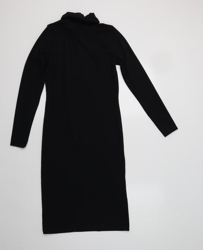 Preworn Womens Black  Polyester Bodycon  Size S  Roll Neck