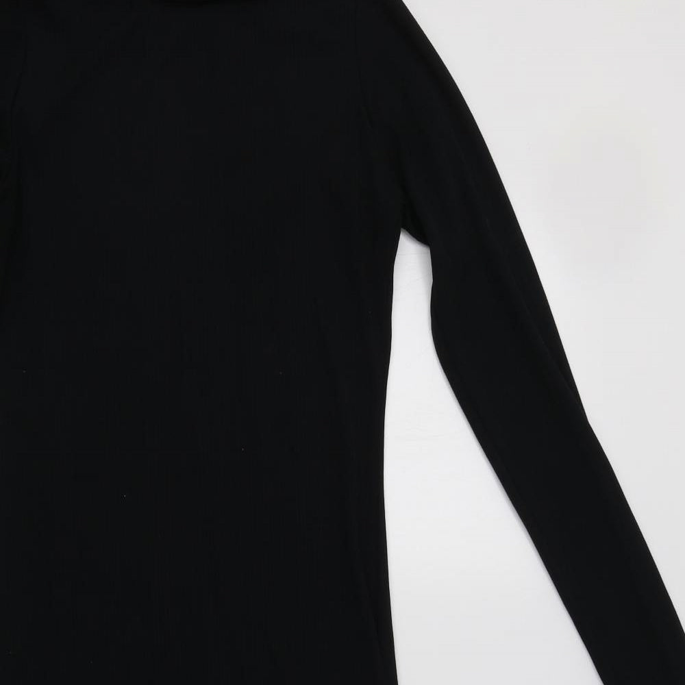 Preworn Womens Black  Polyester Bodycon  Size S  Roll Neck