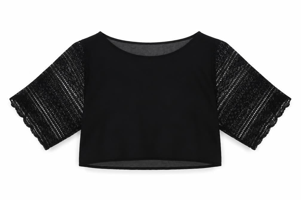 Womens UK Size 8 H&M Black Cropped Blouse