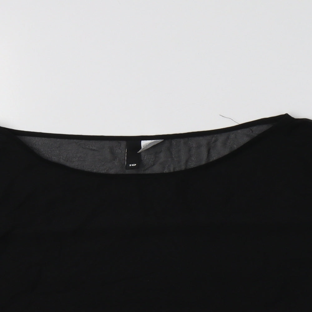 Womens UK Size 8 H&M Black Cropped Blouse