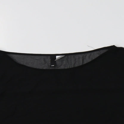 Womens UK Size 8 H&M Black Cropped Blouse