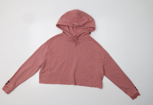 H&M Womens Pink  Cotton Pullover Hoodie Size L