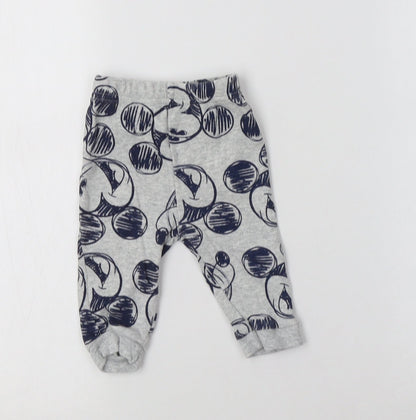 George Baby Grey Geometric Cotton Jogger Leggings Size 3-6 Months   - Mickey Mouse