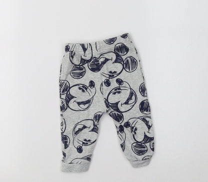 George Baby Grey Geometric Cotton Jogger Leggings Size 3-6 Months   - Mickey Mouse