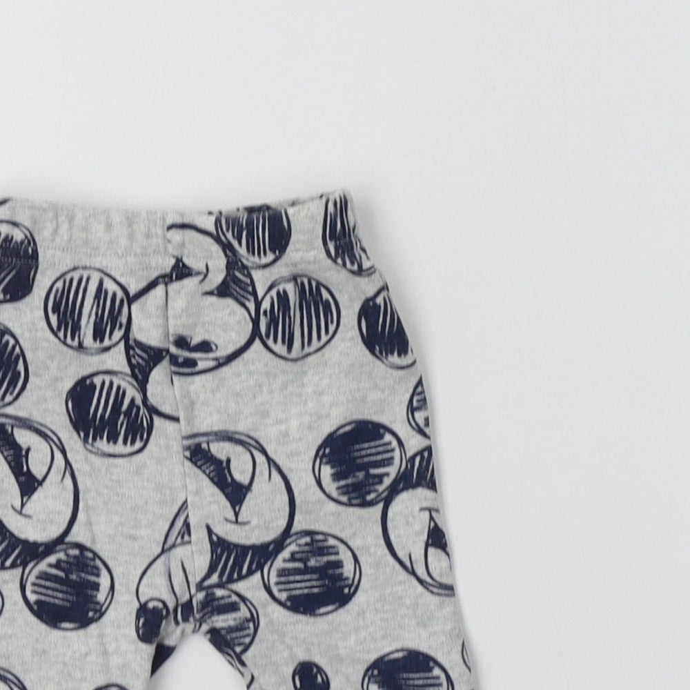 George Baby Grey Geometric Cotton Jogger Leggings Size 3-6 Months   - Mickey Mouse