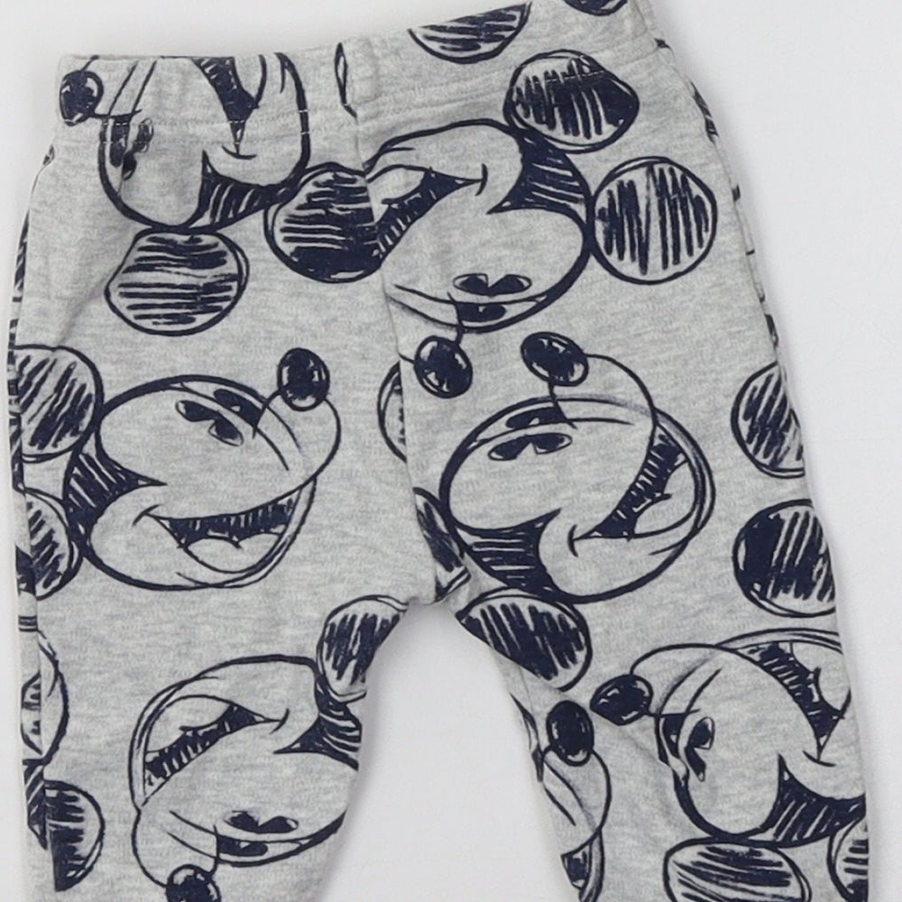 George Baby Grey Geometric Cotton Jogger Leggings Size 3-6 Months   - Mickey Mouse