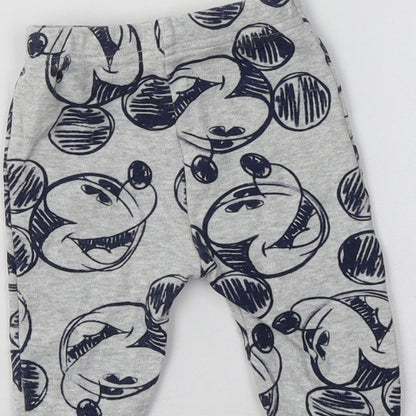 George Baby Grey Geometric Cotton Jogger Leggings Size 3-6 Months   - Mickey Mouse
