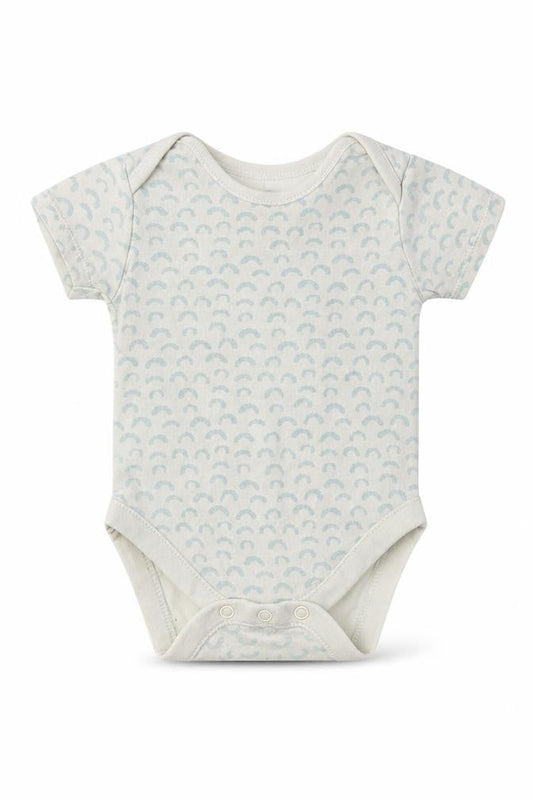 Front view of Geworge Baby White Geometric Cotton Romper One-Piece, size 6-9, Months