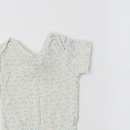 Geworge Baby White Geometric Cotton Romper One-Piece Size 6-9 Months