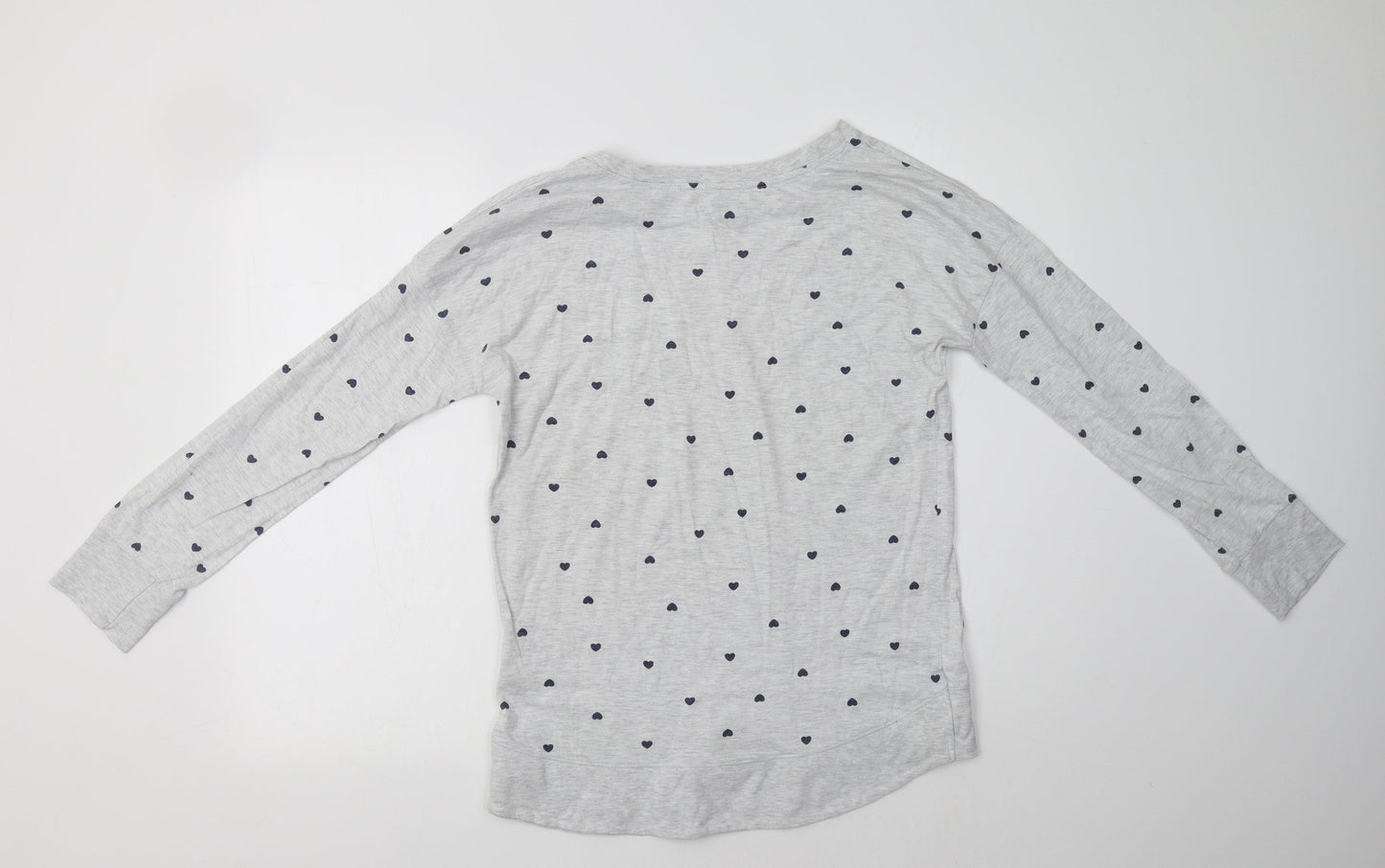 F&F Womens Grey Geometric Cotton Top Pyjama Top Size 8   - Heart Print