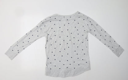 F&F Womens Grey Geometric Cotton Top Pyjama Top Size 8   - Heart Print